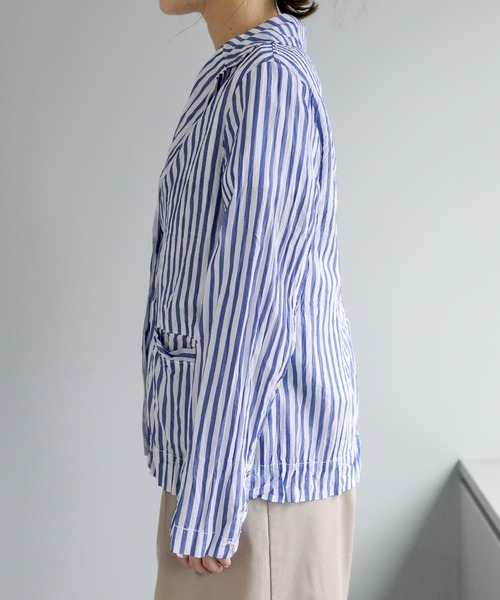 PUAL CE CIN（ピュアルセシン）の「クリンクル加工 シャツジャケット（テーラードジャケット・レディース・ベージュ/スミクロ/ブルー系/イエロー系・FREE）」の22枚目の写真