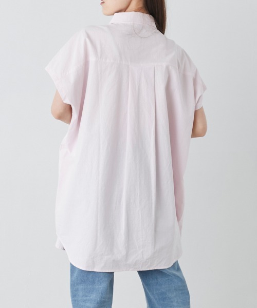 OMNES（オムネス）の「コットン製品洗いワイドシルエットスキッパーフレンチスリーブチュニック（その他トップス・レディース・ホワイト/ブラック/ピンク/テラコッタ・FREE）」の21枚目の写真