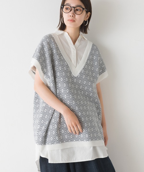 OMNES（オムネス）の「コットン製品洗いワイドシルエットスキッパーフレンチスリーブチュニック（その他トップス・レディース・ホワイト/ブラック/ピンク/テラコッタ・FREE）」の15枚目の写真