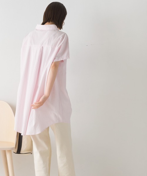 OMNES（オムネス）の「コットン製品洗いワイドシルエットスキッパーフレンチスリーブチュニック（その他トップス・レディース・ホワイト/ブラック/ピンク/テラコッタ・FREE）」の11枚目の写真