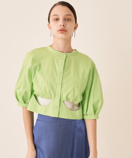 Solace（ソレイス）の「カットオープンパフスリーブブラウス（シャツ/ブラウス・レディース・ブラック/ブルー/グリーン・FREE）」の16枚目の写真