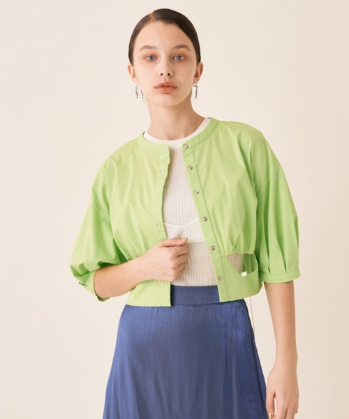 Solace（ソレイス）の「カットオープンパフスリーブブラウス（シャツ/ブラウス・レディース・ブラック/ブルー/グリーン・FREE）」の14枚目の写真