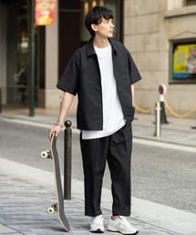 セットアップ オーバーサイズ オープンカラーシャツ / ZIPシャツ&ワイドアンクルパンツ