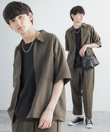 セットアップ オーバーサイズ オープンカラーシャツ / ZIPシャツ&ワイドアンクルパンツ