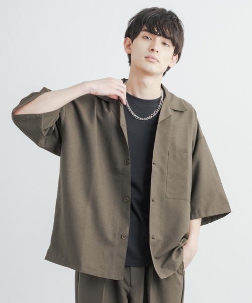 セットアップ オーバーサイズ オープンカラーシャツ / ZIPシャツ