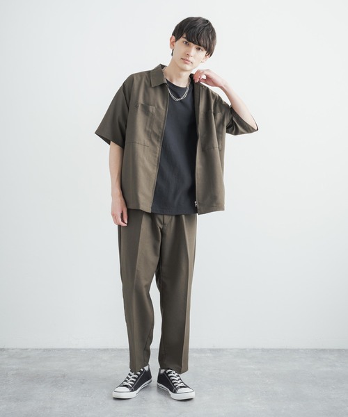 セットアップ オーバーサイズ オープンカラーシャツ / ZIPシャツ