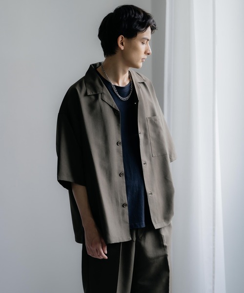 Rocky Monroe(ロッキーモンロー)の「セットアップ オーバーサイズ オープンカラーシャツ / ZIPシャツ&ワイドアンクルパンツ(セットアップ・メンズ・ブラック/ベージュ/カーキ/ブルー/ブラック系/ベージュ系/カーキ系/ブルー系・LL/M/L)」の20枚目の写真