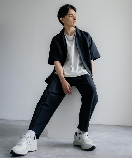 Rocky Monroe(ロッキーモンロー)の「セットアップ オーバーサイズ オープンカラーシャツ / ZIPシャツ&ワイドアンクルパンツ(セットアップ・メンズ・ブラック/ベージュ/カーキ/ブルー/ブラック系/ベージュ系/カーキ系/ブルー系・LL/M/L)」の11枚目の写真