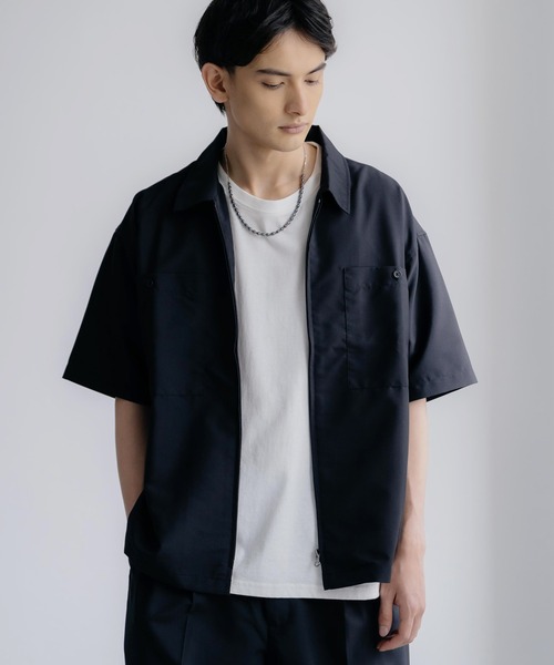 Rocky Monroe(ロッキーモンロー)の「セットアップ オーバーサイズ オープンカラーシャツ / ZIPシャツ&ワイドアンクルパンツ(セットアップ・メンズ・ブラック/ベージュ/カーキ/ブルー/ブラック系/ベージュ系/カーキ系/ブルー系・LL/M/L)」の12枚目の写真
