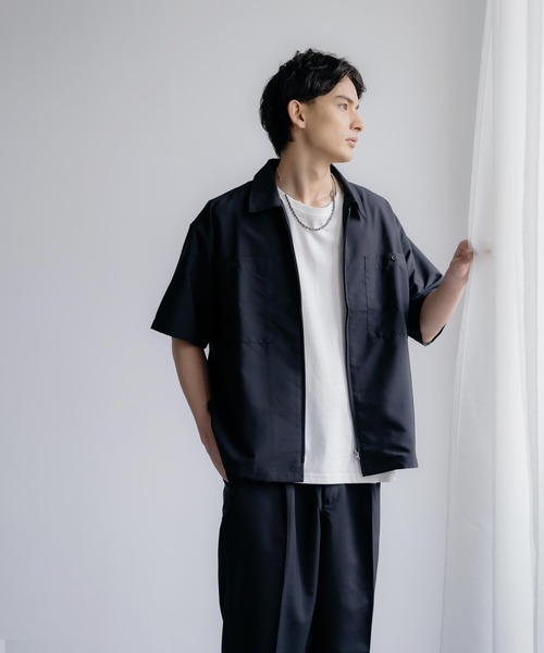 Rocky Monroe(ロッキーモンロー)の「セットアップ オーバーサイズ オープンカラーシャツ / ZIPシャツ&ワイドアンクルパンツ(セットアップ・メンズ・ブラック/ベージュ/カーキ/ブルー/ブラック系/ベージュ系/カーキ系/ブルー系・LL/M/L)」の13枚目の写真