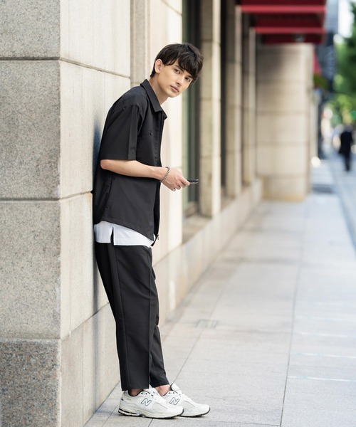 Rocky Monroe(ロッキーモンロー)の「セットアップ オーバーサイズ オープンカラーシャツ / ZIPシャツ&ワイドアンクルパンツ(セットアップ・メンズ・ブラック/ベージュ/カーキ/ブルー/ブラック系/ベージュ系/カーキ系/ブルー系・LL/M/L)」の9枚目の写真