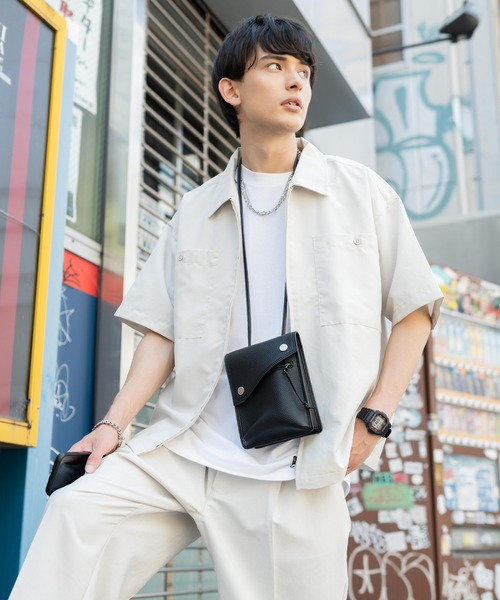Rocky Monroe(ロッキーモンロー)の「セットアップ オーバーサイズ オープンカラーシャツ / ZIPシャツ&ワイドアンクルパンツ(セットアップ・メンズ・ブラック/ベージュ/カーキ/ブルー/ブラック系/ベージュ系/カーキ系/ブルー系・LL/M/L)」の16枚目の写真