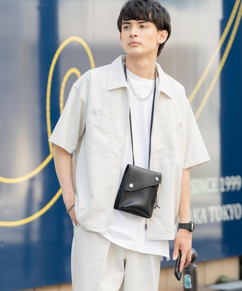 Rocky Monroe(ロッキーモンロー)の「セットアップ オーバーサイズ オープンカラーシャツ / ZIPシャツ&ワイドアンクルパンツ(セットアップ・メンズ・ブラック/ベージュ/カーキ/ブルー/ブラック系/ベージュ系/カーキ系/ブルー系・LL/M/L)」の14枚目の写真