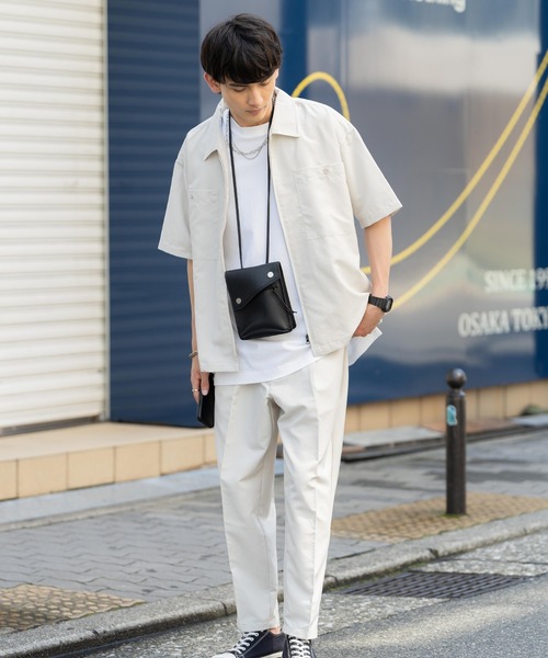 Rocky Monroe(ロッキーモンロー)の「セットアップ オーバーサイズ オープンカラーシャツ / ZIPシャツ&ワイドアンクルパンツ(セットアップ・メンズ・ブラック/ベージュ/カーキ/ブルー/ブラック系/ベージュ系/カーキ系/ブルー系・LL/M/L)」の15枚目の写真