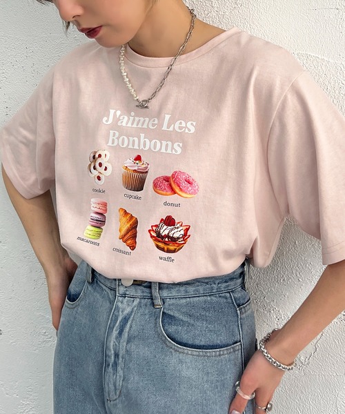 apres jour mignon(アプレジュールミニョン)の「スイーツプリントTシャツ【ZOZOTOWN限定アイテム】(Tシャツ/カットソー・レディース・オフホワイト/オートミール/ピンク・X-LARGE/フリー)」の3枚目の写真