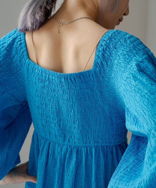 Kastane（カスタネ）の「【サイズ展開あり】ギンガムシャーリングワンピース（ワンピース・レディース・ブラック/ネイビー/イエロー/ブルー・1/0）」の14枚目の写真