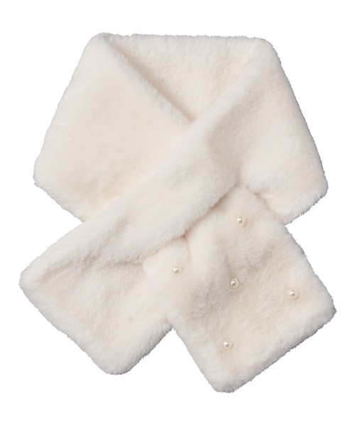 estaa(エスタ)の「バッグ&ファーマフラー ”パールビジュー”(マフラー・レディース・グレー/オフホワイト/ホワイト/ライトグレー/ダークブラウン/レオパード・FREE)」の8枚目の写真