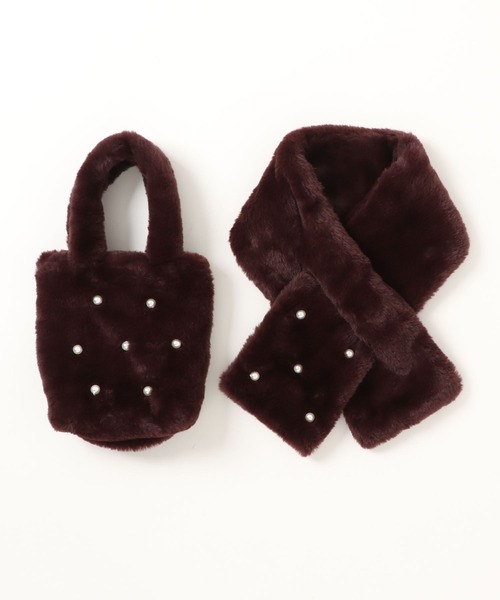 estaa(エスタ)の「バッグ&ファーマフラー ”パールビジュー”(マフラー・レディース・グレー/オフホワイト/ホワイト/ライトグレー/ダークブラウン/レオパード・FREE)」の21枚目の写真