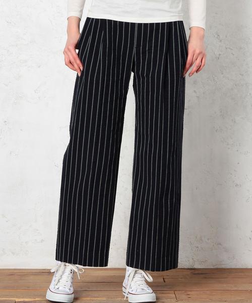 green label relaxing(グリーンレーベルリラクシング)の「GT サッカーST WIDE パンツ◆(その他パンツ・レディース・オフホワイト/ネイビー・36/38)」の2枚目の写真