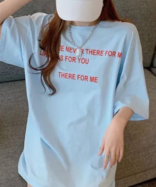 Auntie Rosa(アンティローザ)の「パステルロゴオーバーサイズTシャツ(Tシャツ/カットソー・レディース・ピンク/ブルー・FREE)」の1枚目の写真