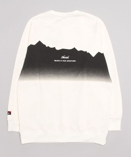 NANGA（ナンガ）の「ECO HYBRID RIDGE LINE PRINT SWEATSHIRT / エコハイブリッドリッジラインプリントスウェットシャツ（スウェット・メンズ・ホワイト/ブラック・S/M/L/XL）」の10枚目の写真