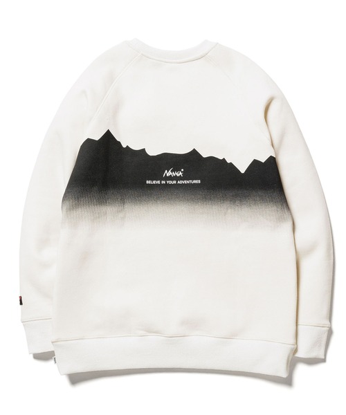 NANGA（ナンガ）の「ECO HYBRID RIDGE LINE PRINT SWEATSHIRT / エコハイブリッドリッジラインプリントスウェットシャツ（スウェット・メンズ・ホワイト/ブラック・S/M/L/XL）」の7枚目の写真