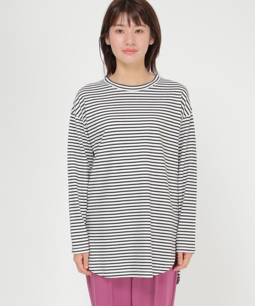 ikka（イッカ）の「コットンUSA裾ラウンドTシャツ（Tシャツ/カットソー・レディース・チャコールグレー/オフホワイト/その他1・M/L）」の10枚目の写真