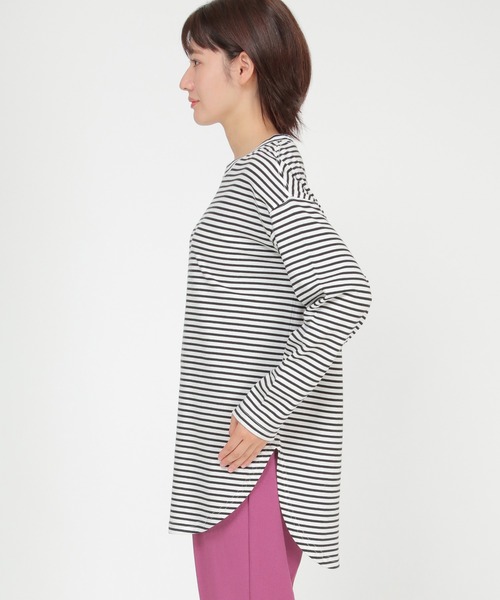 ikka（イッカ）の「コットンUSA裾ラウンドTシャツ（Tシャツ/カットソー・レディース・チャコールグレー/オフホワイト/その他1・M/L）」の11枚目の写真