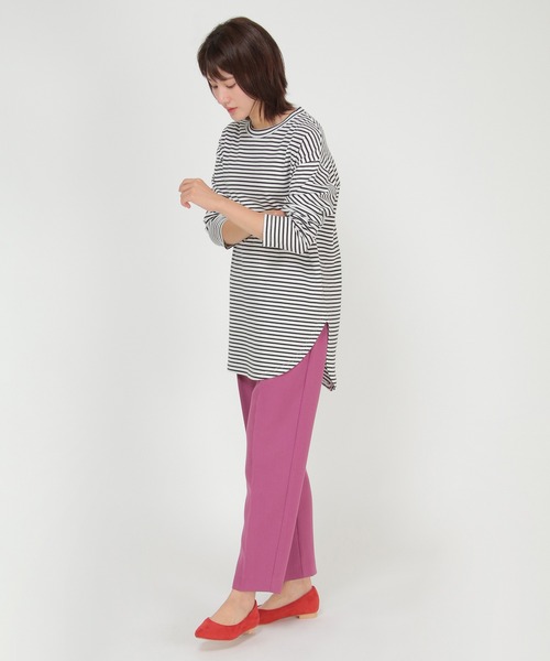 ikka（イッカ）の「コットンUSA裾ラウンドTシャツ（Tシャツ/カットソー・レディース・チャコールグレー/オフホワイト/その他1・M/L）」の9枚目の写真