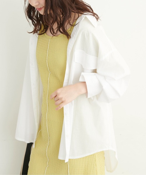 FREE'S MART（フリーズマート）の「◆ワイドスリーブオーバーサイズシャツ（調整可）（シャツ/ブラウス・レディース・ホワイト/ブルー/ブルー系その他/ピンク系その他/ネイビー・SMALL/MEDIUM）」の2枚目の写真