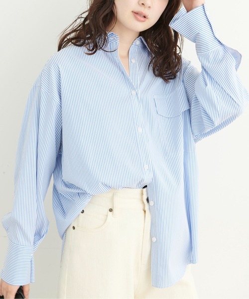 FREE'S MART（フリーズマート）の「◆ワイドスリーブオーバーサイズシャツ（調整可）（シャツ/ブラウス・レディース・ホワイト/ブルー/ブルー系その他/ピンク系その他/ネイビー・SMALL/MEDIUM）」の14枚目の写真