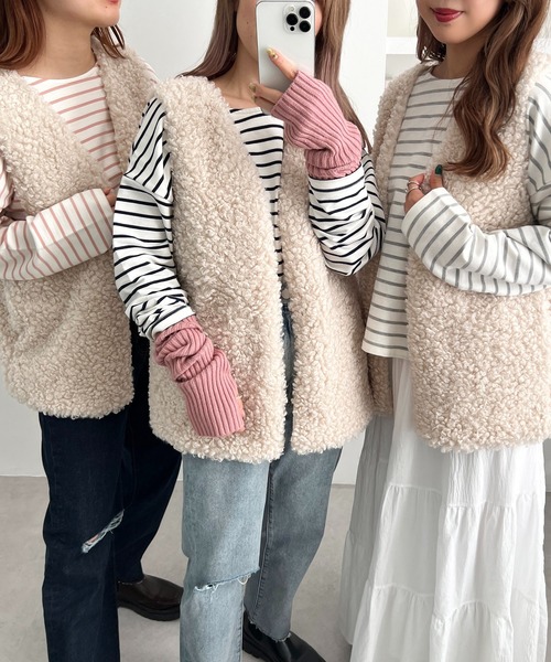 3周年記念アイテム】ボーダートップスボアベストセット【ZOZOTOWN限定