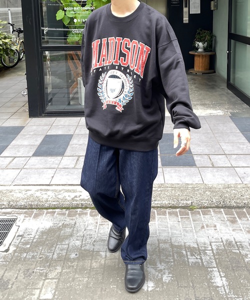 DISCOAT（ディスコート）の「【WEB限定】刺繍ロゴカレッジスウェット（スウェット・レディース・ブラック/ネイビー/ライトベージュ・FREE）」の9枚目の写真