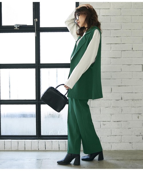 ANAP（アナップ）の「センターラインスラックス【セットアップ着用可】（スラックス・レディース・ベージュ/ブラック/モスグリーン・FREE）」の13枚目の写真