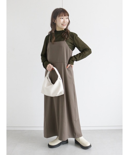 ehka sopo（エヘカソポ）の「キャミワンピース（ワンピース・レディース・グレー/ブラック/ライトベージュ・ﾌﾘ-）」の3枚目の写真