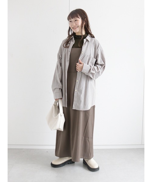 ehka sopo（エヘカソポ）の「キャミワンピース（ワンピース・レディース・グレー/ブラック/ライトベージュ・ﾌﾘ-）」の9枚目の写真