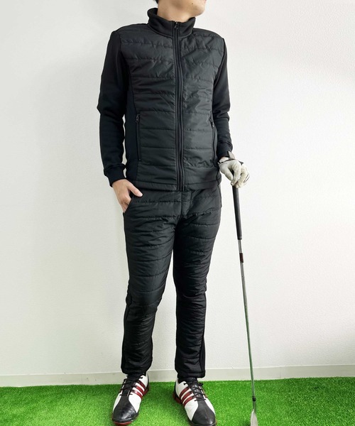 ARCADE（アーケード）の「ゴルフウェア フェイクダウンスタンドブルゾン /表側フェイクダウン×裏側スウェット 裏地シャギーボアフリース素材（ゴルフグッズ・メンズ・カーキ/ブラック/グレイッシュベージュ/ネイビー/ホワイト・LL/L/M/3L）」の12枚目の写真