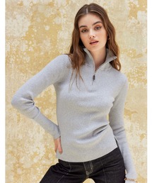 ALEXIA STAM | Half Zip Rib Knit Top /ハーフジップリブニットトップ(ニット/セーター)