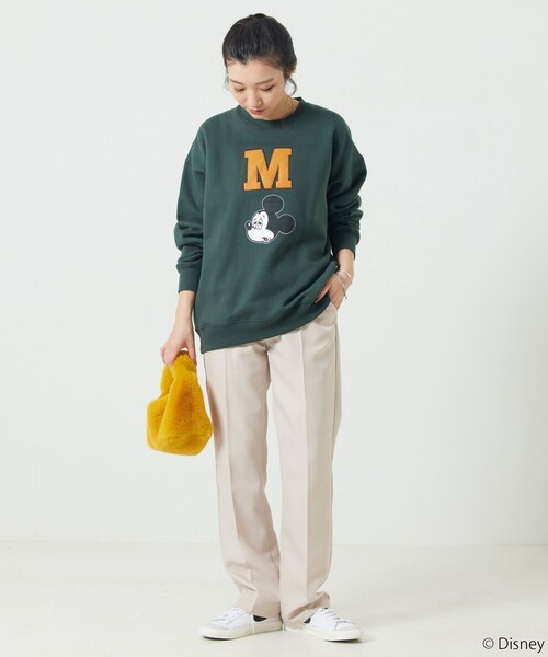 FREAK'S STORE（フリークスストア）の「【WEB限定】DISNEY(ディズニー)　ミッキーマウス/別注Mワッペンスウェット（スウェット・レディース・ブラック/グレー/ネイビー/グリーン/レッド・ﾌﾘ-）」の6枚目の写真