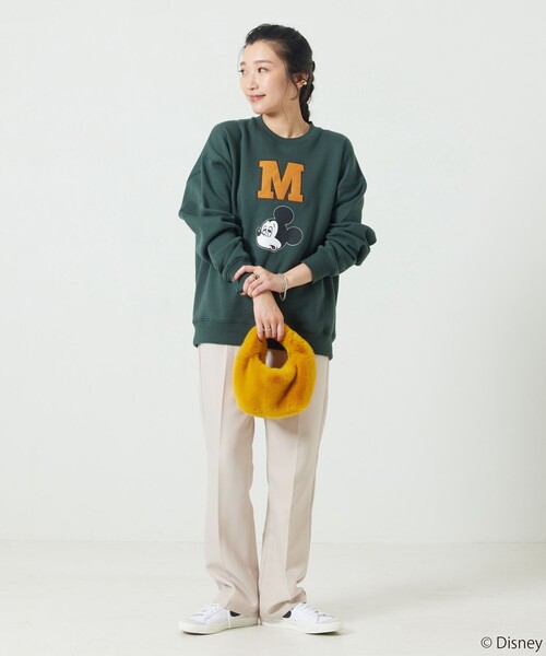 FREAK'S STORE（フリークスストア）の「【WEB限定】DISNEY(ディズニー)　ミッキーマウス/別注Mワッペンスウェット（スウェット・レディース・ブラック/グレー/ネイビー/グリーン/レッド・ﾌﾘ-）」の9枚目の写真