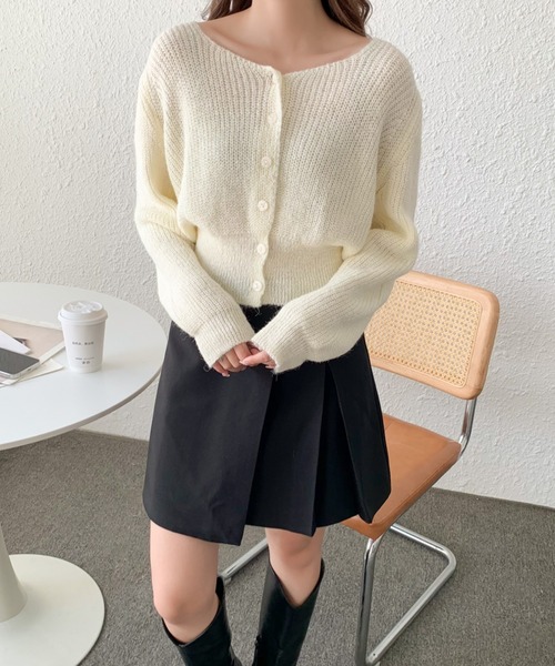 solleim(ソルレム)の「スクエアネックニットショートガーディガン(カーディガン/ボレロ・レディース・グリーン/ホワイト/ブラック・M)」の8枚目の写真