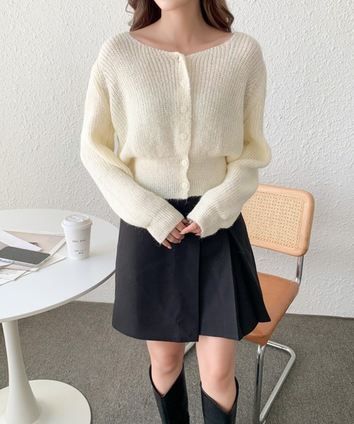 solleim(ソルレム)の「スクエアネックニットショートガーディガン(カーディガン/ボレロ・レディース・グリーン/ホワイト/ブラック・M)」の9枚目の写真