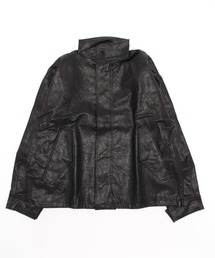 FOLLOWIN | 【UNISEX】ジッパーオーバーフィット袖絞りレザーライダージャケット(ライダースジャケット)