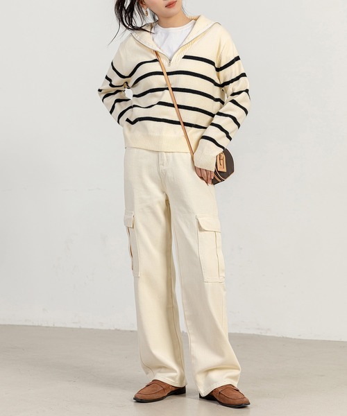 カーゴパンツ レディース ハイウエストデニム ベイカーパンツ（デニム