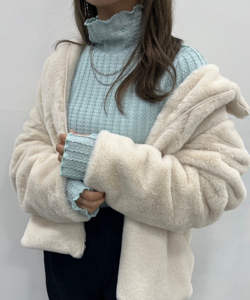 nemne store(ネンネストア)の「【低身長用サイズあり】ジャガードハイネックインナー(Tシャツ/カットソー・レディース・ピンク/グリーン/アイボリー/ブルー・SMALL/MEDIUM)」の17枚目の写真
