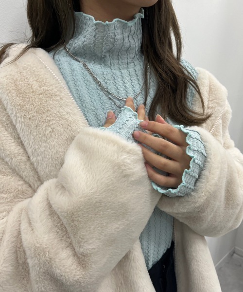 nemne store(ネンネストア)の「【低身長用サイズあり】ジャガードハイネックインナー(Tシャツ/カットソー・レディース・ピンク/グリーン/アイボリー/ブルー・SMALL/MEDIUM)」の15枚目の写真