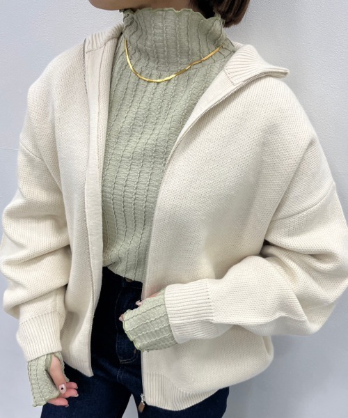 nemne store(ネンネストア)の「【低身長用サイズあり】ジャガードハイネックインナー(Tシャツ/カットソー・レディース・ピンク/グリーン/アイボリー/ブルー・SMALL/MEDIUM)」の11枚目の写真