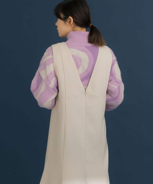 HEYUMM（ヘユム）の「マーブル柄ジャガードハイネックニット（ニット/セーター・レディース・アイボリー/ブラウン/ピンク・ONE）」の12枚目の写真