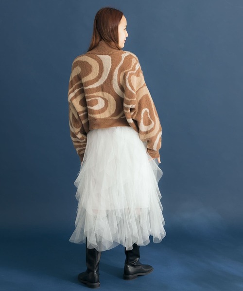 HEYUMM（ヘユム）の「マーブル柄ジャガードハイネックニット（ニット/セーター・レディース・アイボリー/ブラウン/ピンク・ONE）」の10枚目の写真