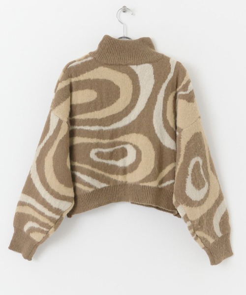 HEYUMM（ヘユム）の「マーブル柄ジャガードハイネックニット（ニット/セーター・レディース・アイボリー/ブラウン/ピンク・ONE）」の11枚目の写真